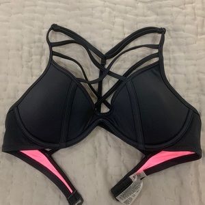Black Push-up Strappy Bikini Top